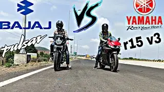 Yamaha R15 v3 vs Pulsar 150  RACE | Top End | Highway Battle