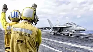 Aircraft Carrier Fighter Jets Landing &bull; Flight Deck View