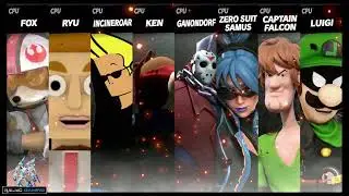 Rebel Pilot Fox vs Mr Sys vs Johnny Bravo vs Master Mario vs Jason vs Hope vs Shaggy vs Mr L