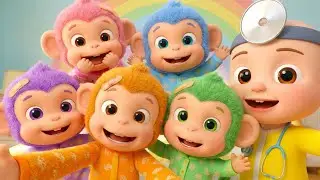 Five Little Monkeys Jumping - Nursery Rhymes | Fun Kids Songs