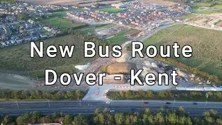 Drone flight over the new Dover's zero-emission bus route over the A2 in Dover, Kent