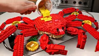 Eating GIANT KING CRAB🦀 Lego Seafood  Lego Cooking Food ASMR