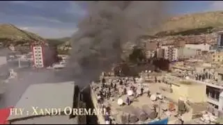 دیمەنی ئاگرەکەی بازاری دهوک لە ئاسمانەوە