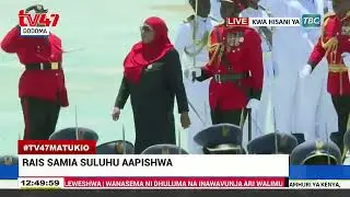 Rais Samia Suluhu Hassan akagua gwaride la heshima baada ya kuapishwa kuwa Rais wa Tanzania