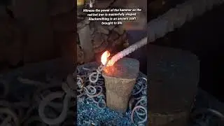 Forging a Hand-Wrought Iron Hook on an Anvil