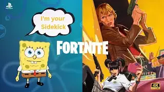 Fortnite Gameplay with *SPONGEBOB AS SIDEKICK* available at shop now [4K HD PS5]