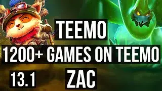 TEEMO vs ZAC (TOP) | 2.3M mastery, 1200+ games, 3/1/3 | KR Diamond | 13.1