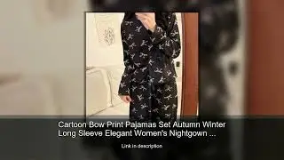 Cartoon Bow Print Pajamas Set Autumn Winter Long Sleeve Elegant Women's Nightgown Set Cute Home