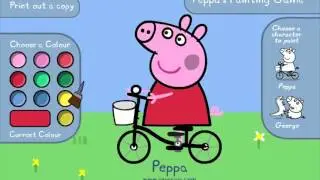 Свинка Пеппа на велосипеде Раскраска - Peppa pig on Bicycle Coloring