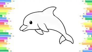 Beautiful dolphin drawing and coloring 🐋 | Dolphin drawing step by step | How to draw dolphin easy