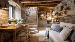 Beautiful Tiny Stone House Interior | Warm Rustic Home Design