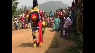 &Eacute;kp&egrave; gathering outside hall in Bachuo Akagbe, Manyu Division, South West Cameroon