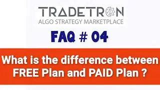 Difference between FREE plan and Starter plan | Tradetron Algo Trading | FAQ 4 | Tamil