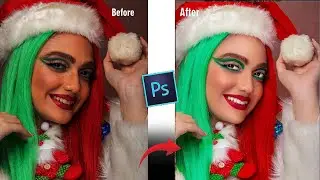 Professional Christmas Retouching Workflow | Elegant Holiday Skin Glow in Photoshop