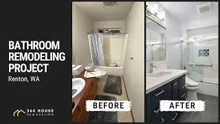 Bathroom Remodeling Project in Renton WA - Full Remodel with Blue Vanity and Quartz Countertops