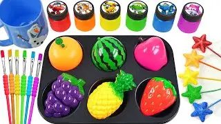 Satisfying Video DIY How To Make Snow Mug Makes Giant Top Fruits With Glitter Star Candy Slimes ASMR