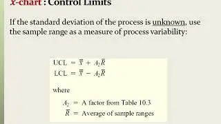 Quality Control   Part 2 (Control Charts for Variables X bar and R bar charts)