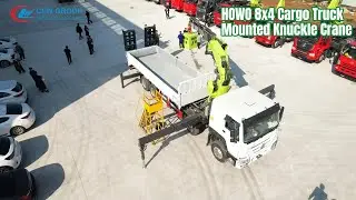 Sinotruk HOWO 8x4 Cargo Truck Mounted Knuckle Crane for Construction Machinery, Excavators Loading