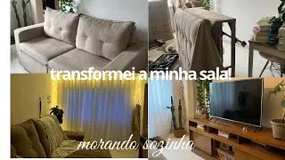 Morando sozinha: Ganhei móveis novos e mudei toda a minha sala! 