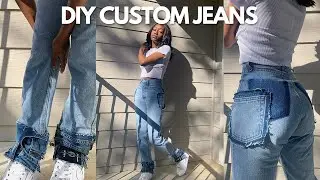DIY CUSTOM STACKED JEANS for $5 | Denim patchwork tutorial | iamEgypt