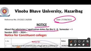 VBU semester 1 Important Notice Regarding Admission 2021 | VBU Hazaribagh Admission 2021 Notice