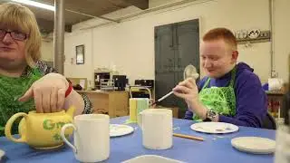 Pot painting at the Ceramic Cafe, Royal Stafford Pottery or indulging our inner children