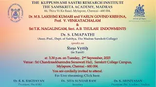 ŚLEṢE VR̥TTIḤ by Dr. S. UMAPATHI (Assoc. Prof., Dept. of Sahitya, The Madras Sanskrit College)