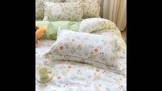 Tea art plant flower cotton printed bedding set