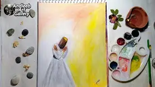 How to paint Sufism|Sufi painting|Abstract Art |whirling Dervaish|Andleeb Art Gallery