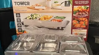 4 Tray Buffet Server - Tower T16041BF 300w, Plate Warmer in Stainless Steel