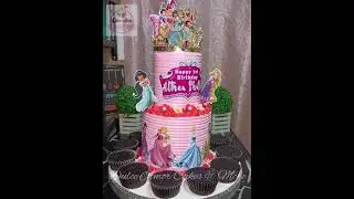 MINI 2 TIER CAKE with CUPCAKES | Disney Princesses Design