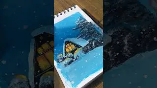 Easy Acrylic painting for beginners/snow painting #snowfall #shorts  #acrylicpainting #art #short