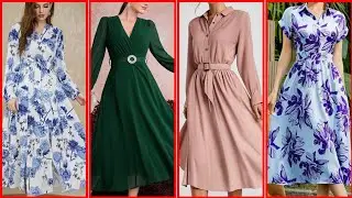 Shein Modely Contrast Collar Button Front Belted  Long sleeve maxi 2024//Target Of Fashion 