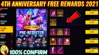 FREE FIRE 4TH ANNIVERSARY EVENT | HOW TO CLAIM 4TH ANNIVERSARY FREE REWARDS | 4TH ANNIVERSARY 2021