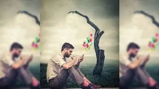 Flying Balloons Photo Manipulation  in Photoshop