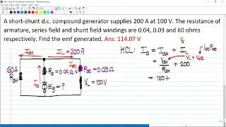 Short Shunt DC Compound Generator - Problem 2 (TAGALOG)
