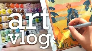 Quiet Art Studio Vlog: Watercolor & Marker Illustration Process