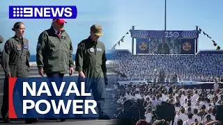 Trump celebrates U.S. Navy's 250th anniversary amid government shutdown | 9 News Australia