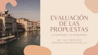 La Evaluación de las propuestas, lo subsanable y lo insubsanable.