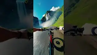 Extreme Downhill Bike Ride Near Waterfall | First-Person Animation #ai #bike  #aiart