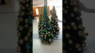 #maya happy to see Christmas tree with blue balls and gold balls