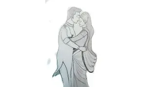 How to draw traditional Romantic couple In puja ll coupe drawing l pencil sketch