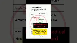 RRB Paramedical Staff Nurse Admit card out 🔥 railway nursing officer exam date declared🔥 #shorts