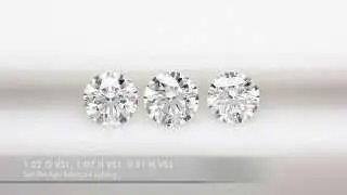 0.90ct G SI1 vs 1.09 I VS1 Round Ideal Diamonds