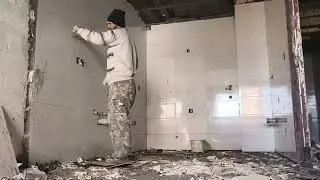 Satisfying Tiling Finish: Grouting and Cleaning (No Talking)