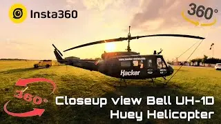 Closeup View Bell Huey helicopter 360&deg; 4K video