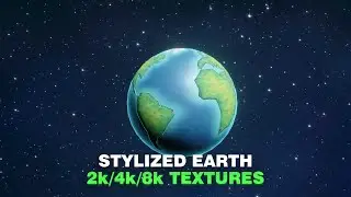 Stylized Planet Earth 3D Model 2k 4k 8k Textures