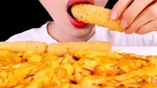 ASMR Cheesy Fries, Cheese Balls and Cheese Sticks Eating Show, 2x Speed, Big Bites @mellawnie 