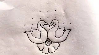 Ugadi special rangoli designs/Simple rangoli designs 7dots/kolam designs/birds rangoli/muggulu