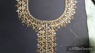 Neck Design zari work by machine embroidery